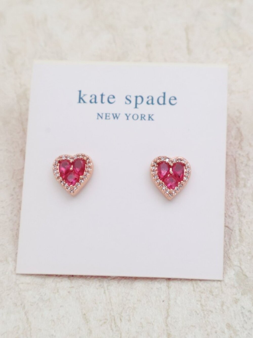 Kate Spade Spell It Out Heart Rose Gold Stud Earrings